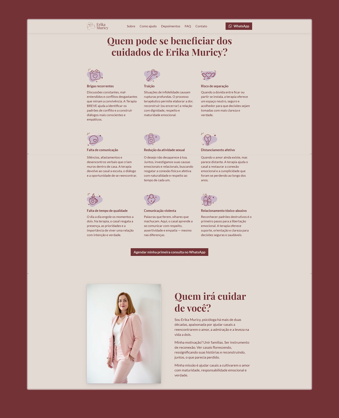 Website Erika Muricy, tela 4 de 6