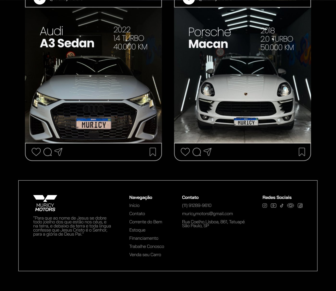 Website Muricy Motors, tela 8 de 8